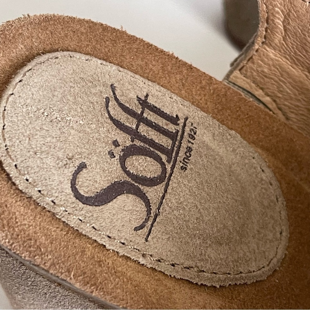 Women's Sofft Chloee Open Toe Tan Wedge Sandals Size 7.5 - Picture 7 of 9